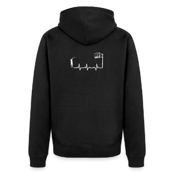 Heartbeats Basketball Love Sports T-shirt - Unisex Premium Bio Zip Hoodie - Schwarz - Hinten - Nico (187cm)