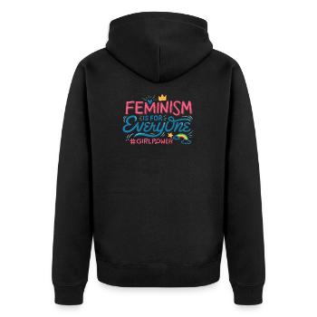 FEMINISM IS FOR EVERYONE - Unisex Premium Organic Zip Hoodie - black - Back - Nico (187cm)