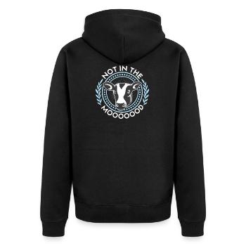 Die Hübsche Kuh - Unisex Premium Bio Zip Hoodie - Schwarz - Hinten - Nico (187cm)