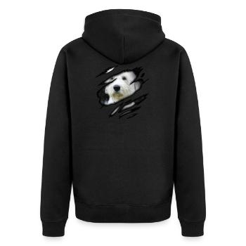 Bobtail in me - Unisex Premium Organic Zip Hoodie - black - Back - Nico (187cm)