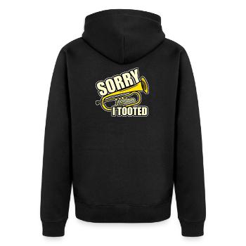 Sorry i tooted - Unisex Premium Bio Zip Hoodie - Schwarz - Hinten - Nico (187cm)