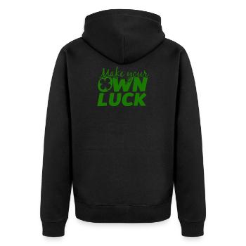 Saint Patrick's Day Irland Irisch Glück Geschenk - Unisex Premium Bio Zip Hoodie - Schwarz - Hinten - Nico (187cm)