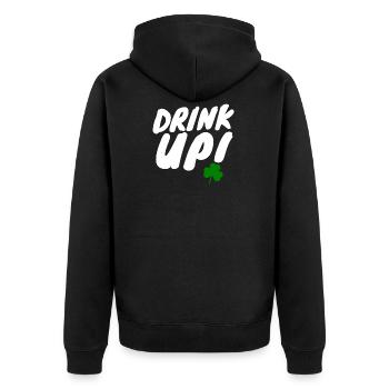 Saint Patrick's Day Irland Irisch Glück Geschenk - Unisex Premium Bio Zip Hoodie - Schwarz - Hinten - Nico (187cm)