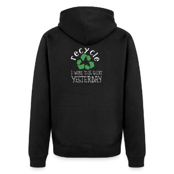 recycle - Unisex Premium Bio Zip Hoodie - Schwarz - Hinten - Nico (187cm)