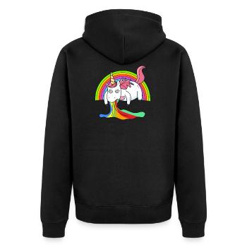Puking unicorn rainbow - Unisex Premium Organic Zip Hoodie - black - Back - Nico (187cm)