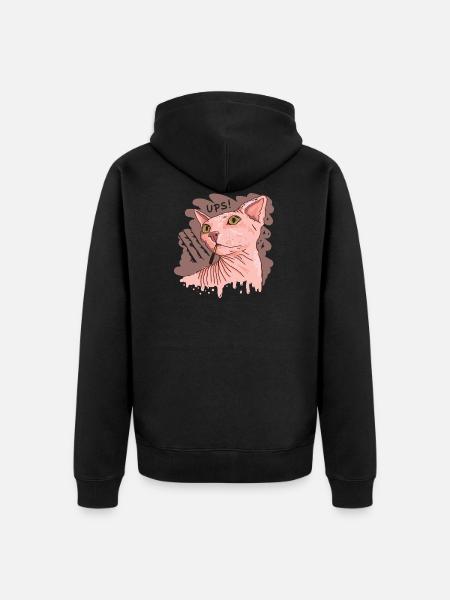 Sphynx cat with cigarette - Unisex Premium Organic Zip Hoodie - black