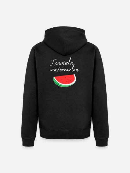 I carried a watermelon / gift - Unisex Premium Organic Zip Hoodie - black