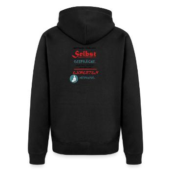 Lustiger Spruch: Selbstgespräche Expertenmeinung - Unisex Premium Bio Zip Hoodie - Schwarz - Hinten - Nico (187cm)