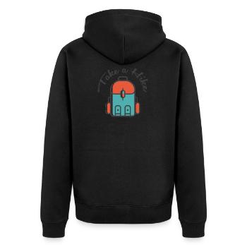 take a hike - Unisex Premium Organic Zip Hoodie - black - Back - Nico (187cm)
