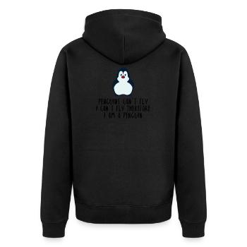 Penguins can not fly penguin zoo animal gift idea - Unisex Premium Organic Zip Hoodie - black - Back - Nico (187cm)