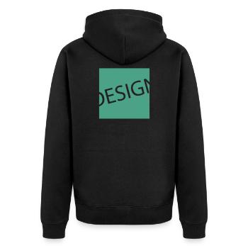 design - Unisex Premium Organic Zip Hoodie - black - Back - Nico (187cm)