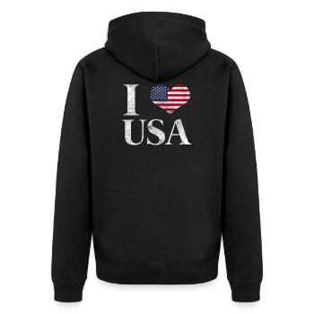 Cadeau drapeau USA drapeau américain Amérique - Veste à capuche bio Premium Unisexe - noir - Dos - Nico (187cm)