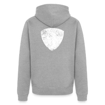 SHAPES FORMEN GRUNGE - Unisex Premium Bio Zip Hoodie - Grau meliert - Hinten - Nico (187cm)