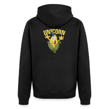 Funny Sweet Unicorn Gift T-shirt - Unisex Premium Organic Zip Hoodie - black - Back - Nico (187cm)