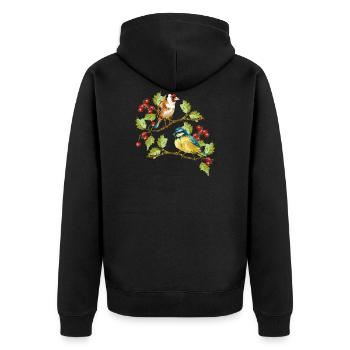 Vögel - Unisex Premium Bio Zip Hoodie - Schwarz - Hinten - Nico (187cm)