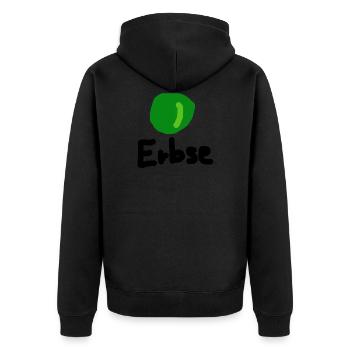 Erbse - Unisex Premium Bio Zip Hoodie - Schwarz - Hinten - Nico (187cm)