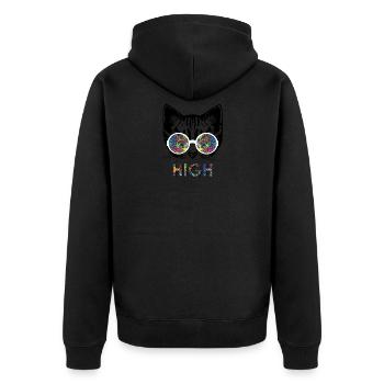 chat chaton chemise haut mietzekatze hippi - Veste à capuche bio Premium Unisexe - noir - Dos - Nico (187cm)