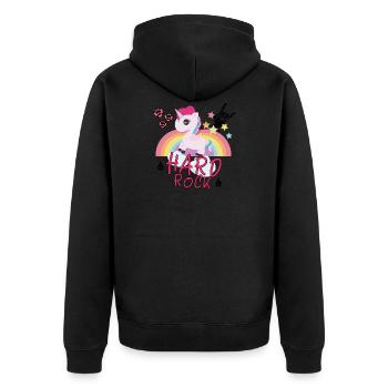 Hard Rock Unicorn Rainbow Festival Gift - Unisex Premium Organic Zip Hoodie - black - Back - Nico (187cm)