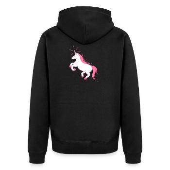 Amazing Unicorn - Das letzte Einhorn - Unisex Premium Bio Zip Hoodie - Schwarz - Hinten - Nico (187cm)