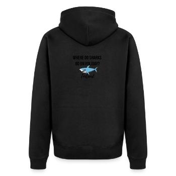 Où les requins vont en vacances? - Veste à capuche bio Premium Unisexe - noir - Dos - Nico (187cm)