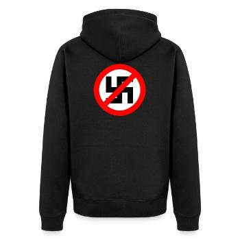Fuck Nazi´s - Unisex Premium Bio Zip Hoodie - Schwarz - Hinten - Nico (187cm)