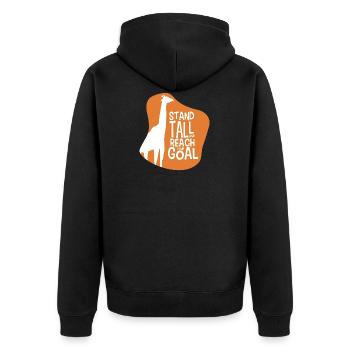 Stand Tall and reach your Goal Giraffe Motivation - Unisex Premium Bio Zip Hoodie - Schwarz - Hinten - Nico (187cm)