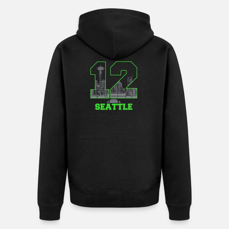 Twelve Seattle 12 Seattle - Unisex Premium Bio Zip Hoodie - Schwarz