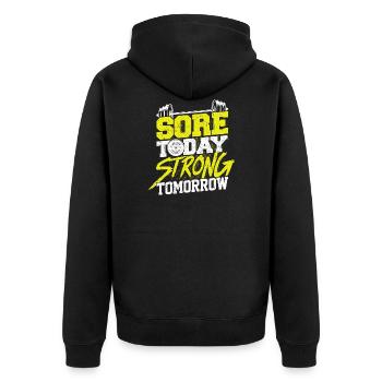 Fitness Score Today Strong Tomorrow - Unisex Premium Organic Zip Hoodie - black - Back - Nico (187cm)