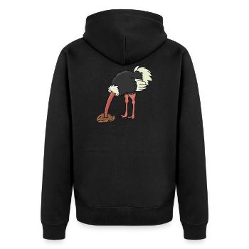 Vogelstrauß Vogel Strauß - Unisex Premium Bio Zip Hoodie - Schwarz - Hinten - Nico (187cm)