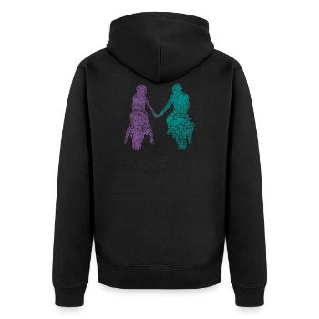 Motorcyclist couple - Unisex Premium Organic Zip Hoodie - black - Back - Nico (187cm)