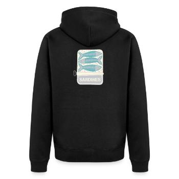 Sardinen, Dose, Angeln, Fisch, öl - Unisex Premium Bio Zip Hoodie - Schwarz - Hinten - Nico (187cm)