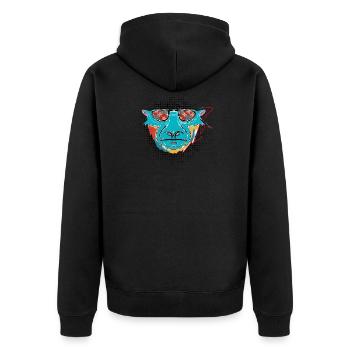 PopArt Tuerkis Tiger - Unisex Premium Bio Zip Hoodie - Schwarz - Hinten - Nico (187cm)