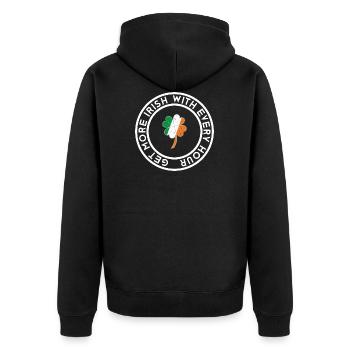 Immer mehr irisch, mit jeder Stunde mehr - Unisex Premium Bio Zip Hoodie - Schwarz - Hinten - Nico (187cm)