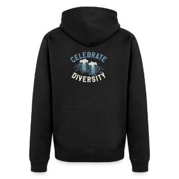 Bier - das beste auf der Welt - viele verschiedene - Unisex Premium Bio Zip Hoodie - Schwarz - Hinten - Nico (187cm)