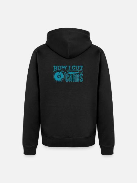 Kohlenhydrate loswerden - mit Pizza! - Unisex Premium Bio Zip Hoodie - Schwarz