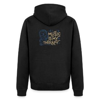 music is my therapy - Unisex Premium Organic Zip Hoodie - black - Back - Nico (187cm)