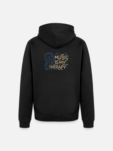 music is my therapy - Unisex Premium Organic Zip Hoodie - black