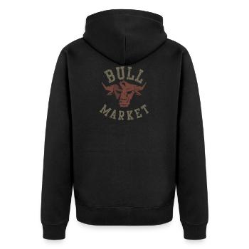 Bullen Markt Geld Finanzen Börse Aktien Geschenk - Unisex Premium Bio Zip Hoodie - Schwarz - Hinten - Nico (187cm)