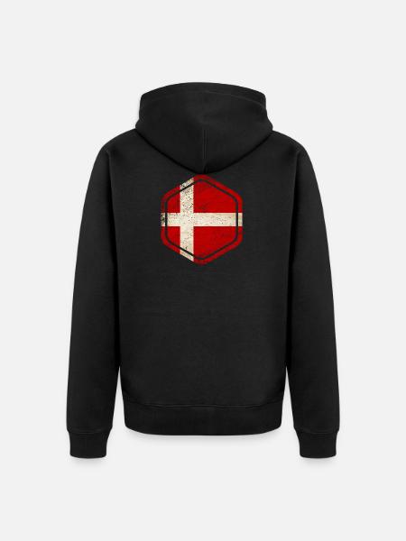 HEXAGON DENMARK GRUNGE - Unisex Premium Bio Zip Hoodie - Schwarz