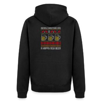 Joyeux Noël et bonne nouvelle bière Noël - Veste à capuche bio Premium Unisexe - noir - Dos - Nico (187cm)