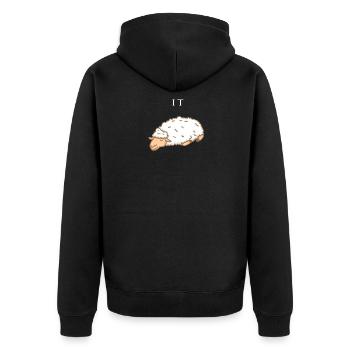 IT Abteilung - Schaaf - schlafen - Informatik - Unisex Premium Bio Zip Hoodie - Schwarz - Hinten - Nico (187cm)