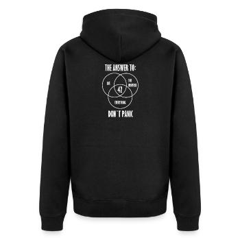 42 - The ultimate answer! Cool, funny idea - Unisex Premium Organic Zip Hoodie - black - Back - Nico (187cm)