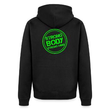 Un corps fort - un esprit fort - Veste à capuche bio Premium Unisexe - noir - Dos - Nico (187cm)