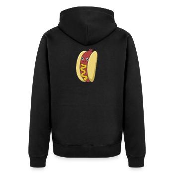 Hot-dog Fast-Food cadeau moutarde chignon saucisse - Veste à capuche bio Premium Unisexe - noir - Dos - Nico (187cm)