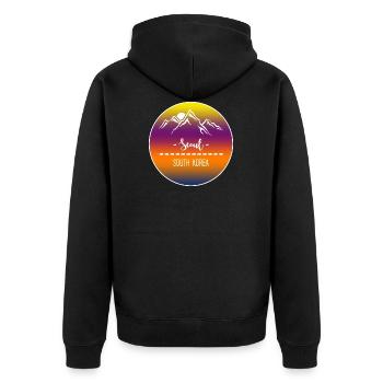 Seoul Südkorea - Unisex Premium Bio Zip Hoodie - Schwarz - Hinten - Nico (187cm)