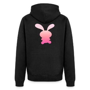 Big Pink Bunny Design / Logo - Unisex Premium Organic Zip Hoodie - black - Back - Nico (187cm)