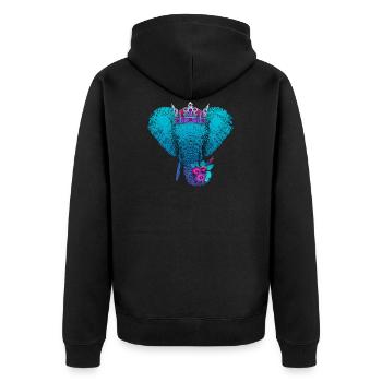 Elefant mit Blumen und Krone - Unisex Premium Bio Zip Hoodie - Schwarz - Hinten - Nico (187cm)