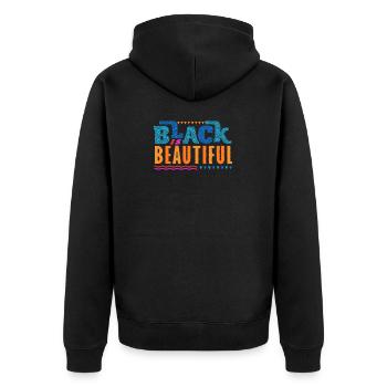 Black is Beautiful African American - Unisex Premium Organic Zip Hoodie - black - Back - Nico (187cm)