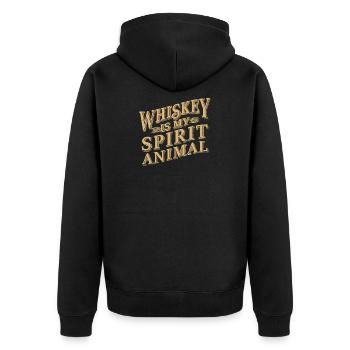 Funny Drinking Whiskey is my Spirit Animal - Unisex Premium Organic Zip Hoodie - black - Back - Nico (187cm)