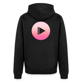 Einfaches schlichtes Pinkes pausier Design/Symbol - Unisex Premium Bio Zip Hoodie - Schwarz - Hinten - Nico (187cm)